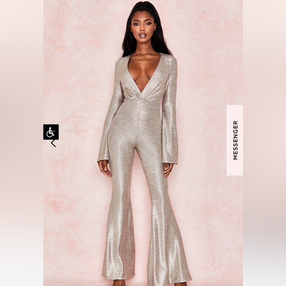 Catrin Gold plunge jumpsuit